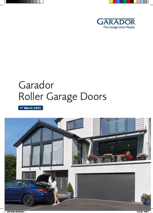 Garador roller garage doors catalogue page.