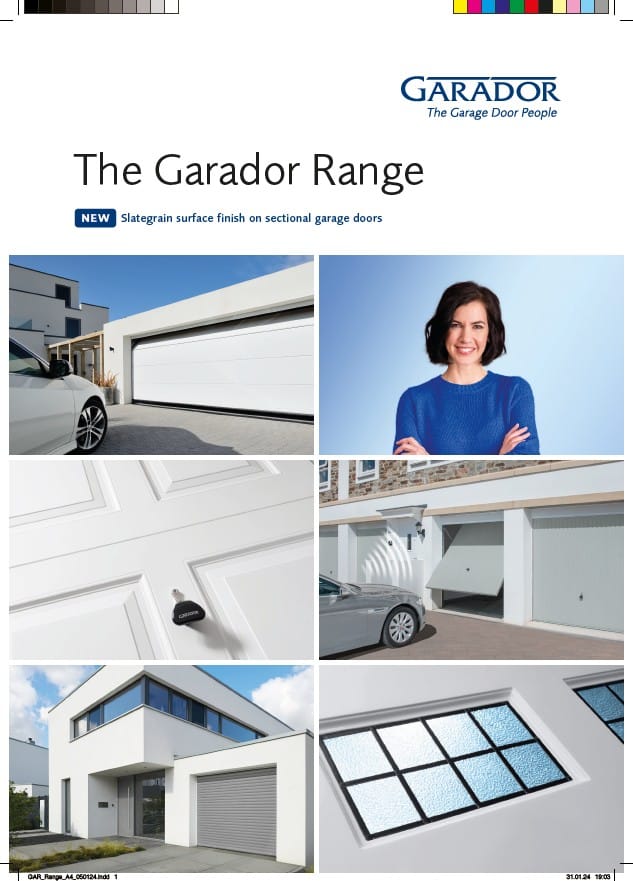 The Garador range of garage doors catalogue page.